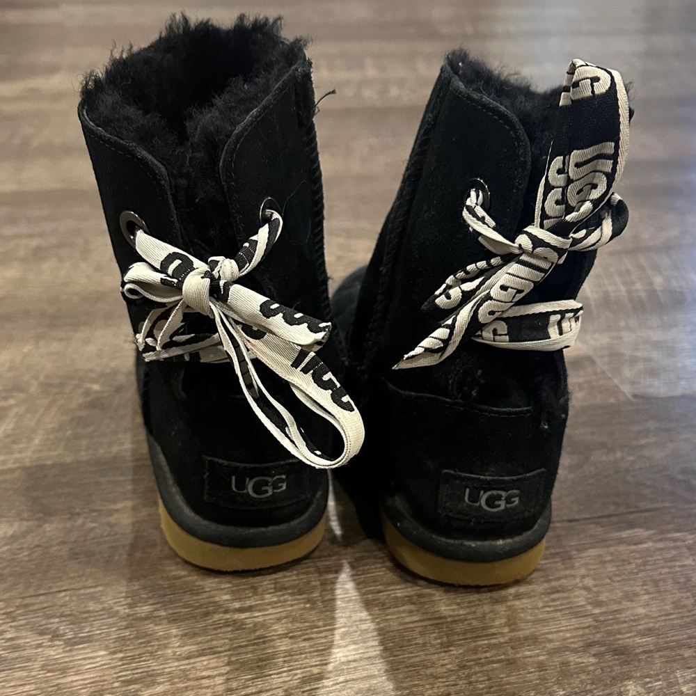 UGG Black Boots with Logo Laces